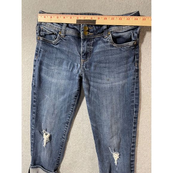 Kut Jeans Womens 6 Blue Dark Wash Regular Capri Distressed Ankle Casual Solid - Picture 5 of 16